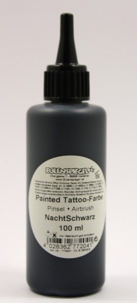 Painted und Airbrush Tattoo Farbe Nachtschwarz 100 ml Eulenspiegel