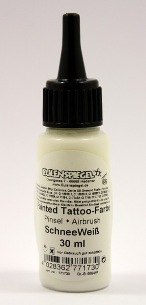 Painted und Airbrush Tattoo Farbe Schneeweiß 30 ml Eulenspiegel