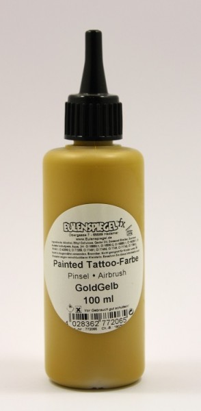 Painted und Airbrush Tattoo Farbe Goldgelb 100 ml Eulenspiegel