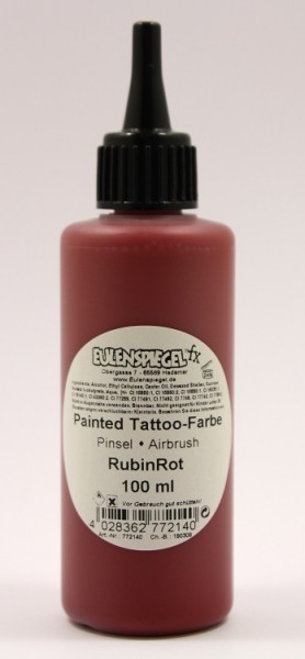 Painted und Airbrush Tattoo Farbe Rubinrot 100 ml Eulenspiegel